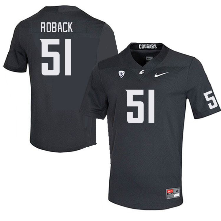 Men #51 Joseph Roback Washington State Cougars College Football Jerseys Stitched Sale-Charcoal - Click Image to Close